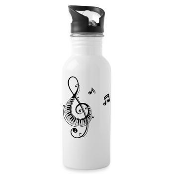 Clef with piano keys and music notes - Water bottle with straw - white - Right