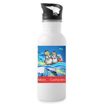 EG Cuxhaven I Stadt I Foto Zeichnung Gerecke - Trinkflasche mit integriertem Trinkhalm - Weiß - Rechts