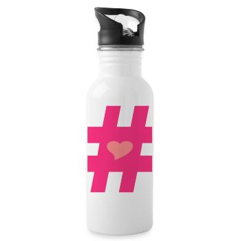 ❤I Love Hashtag-Hashtag Symbol Vector Design❤ - Water bottle with straw - white - Right