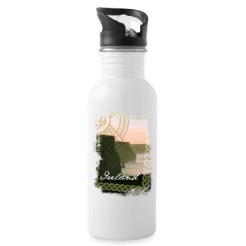 Irland T Shirt Design Steilküste - Trinkflasche mit integriertem Trinkhalm - Weiß - Rechts