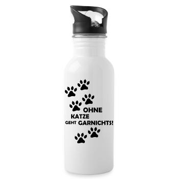 ohne_katze_geht_garnichts_001 - Trinkflasche mit integriertem Trinkhalm - Weiß - Rechts