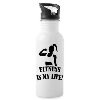fitness_is_my_life_01 - Gourde avec paille intégrée - blanc - Droite