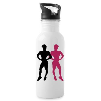 muscle woman fitness - Trinkflasche mit integriertem Trinkhalm - Weiß - Rechts