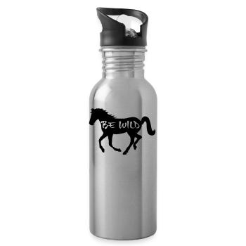 Cheval Be Wild Reiterin cheval équitation cadeau - Gourde avec paille intégrée - argent clair - Droite