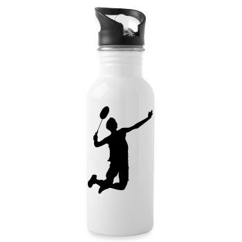 badminton sport - Trinkflasche mit integriertem Trinkhalm - Weiß - Rechts