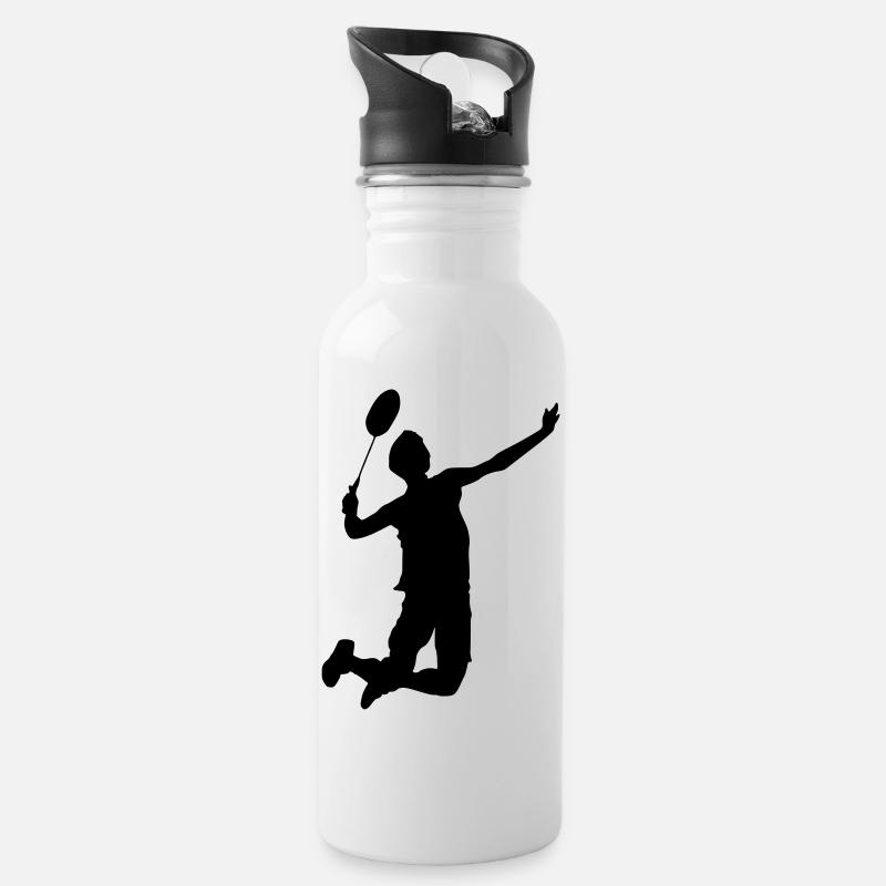 badminton sport - Trinkflasche mit integriertem Trinkhalm - Weiß
