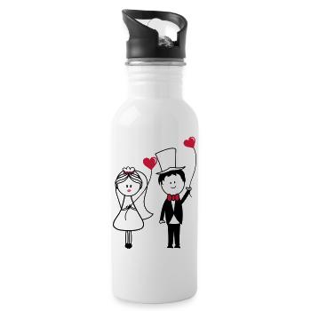 ehepaar_001 - Trinkflasche mit integriertem Trinkhalm - Weiß - Rechts