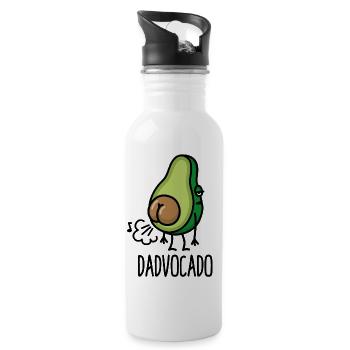 Dadvocado funny farting avocado dad fart daddy - Water bottle with straw - white - Right