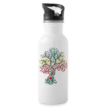 Tree of life in the heart of nature - Water bottle with straw - white - Right