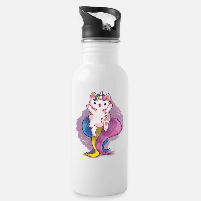 Kitty Katacorn is Happy - Water bottle with straw - white