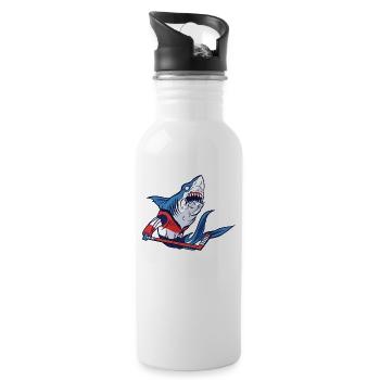 Shark Hockey T-Shirt - Water bottle with straw - white - Right