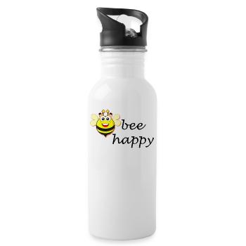 bee happy - Trinkflasche mit integriertem Trinkhalm - Weiß - Rechts