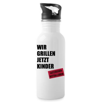 Wir grillen jetzt Kinder - Trinkflasche mit integriertem Trinkhalm - Weiß - Rechts