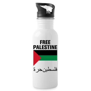 Free Palestine with Flag - Water bottle with straw - white - Right