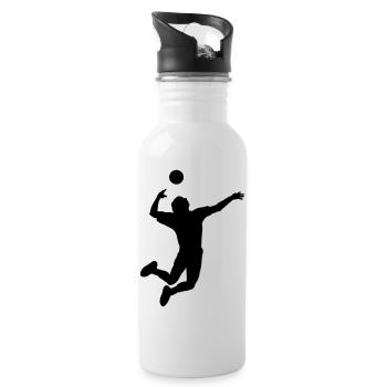 Volleyball gesprungen Schlag oder Service - Trinkflasche mit integriertem Trinkhalm - Weiß - Rechts