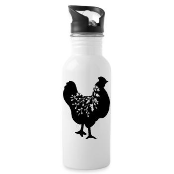 Henne Huhn - Trinkflasche mit integriertem Trinkhalm - Weiß - Rechts