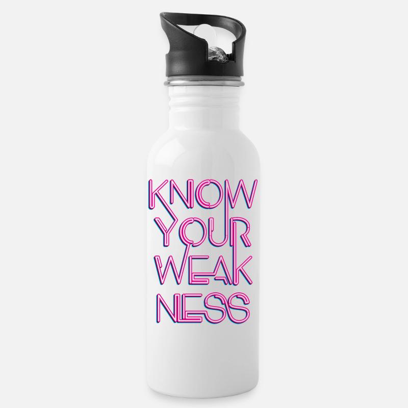 Know your weakness - Water bottle with straw - white