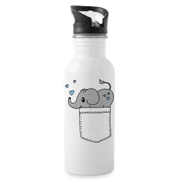Chemise à poche poitrine éléphant coeur bleu motif sucré - Gourde avec paille intégrée - blanc - Droite
