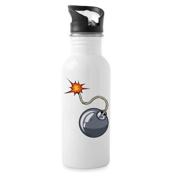 bomb meche drawing flame - Water bottle with straw - white - Right