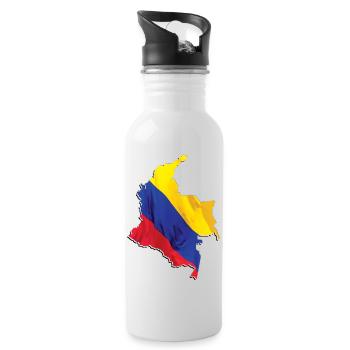 Real Colombia Flag - Flag Map - Water bottle with straw - white - Right