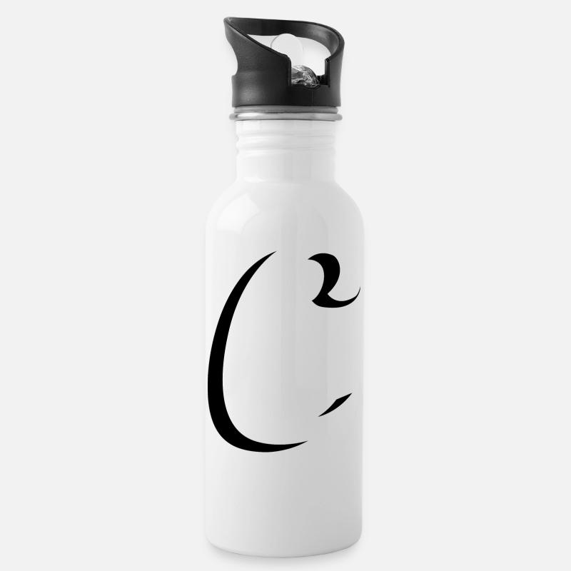 Letter C, Name, der Buchstabe C - Trinkflasche mit integriertem Trinkhalm - Weiß