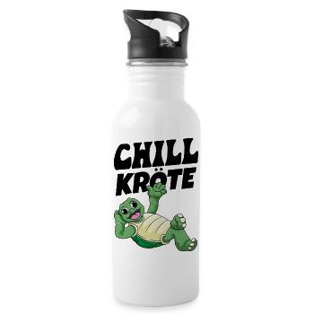 Chillkröte Schildkröte Rente Pensionierung - Trinkflasche mit integriertem Trinkhalm - Weiß - Rechts