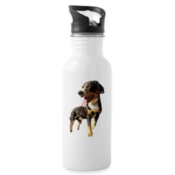 Der süße Hund - Trinkflasche mit integriertem Trinkhalm - Weiß - Rechts