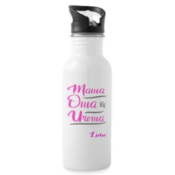 Ich bin eine Mama, Oma & Uroma - Trinkflasche mit integriertem Trinkhalm - Weiß - Rechts