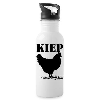 Kippen, Huhn, Brabant Dialekt - Trinkflasche mit integriertem Trinkhalm - Weiß - Rechts