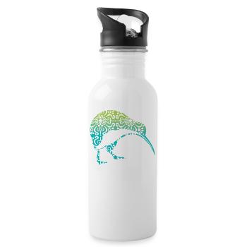 Maori Kiwi New Zealand - Trinkflasche mit integriertem Trinkhalm - Weiß - Rechts