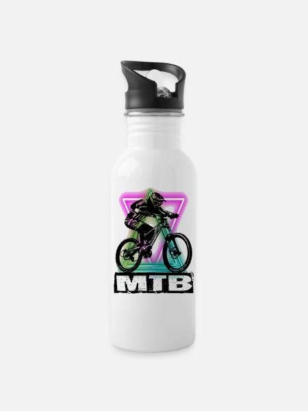 MTB - Trinkflasche mit integriertem Trinkhalm - Weiß