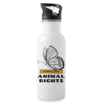 Animal Rights / Tierschutz - Trinkflasche mit integriertem Trinkhalm - Weiß - Rechts
