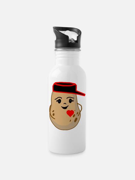 Hearty Potato Potato Vegetable Fantasy - Water bottle with straw - white