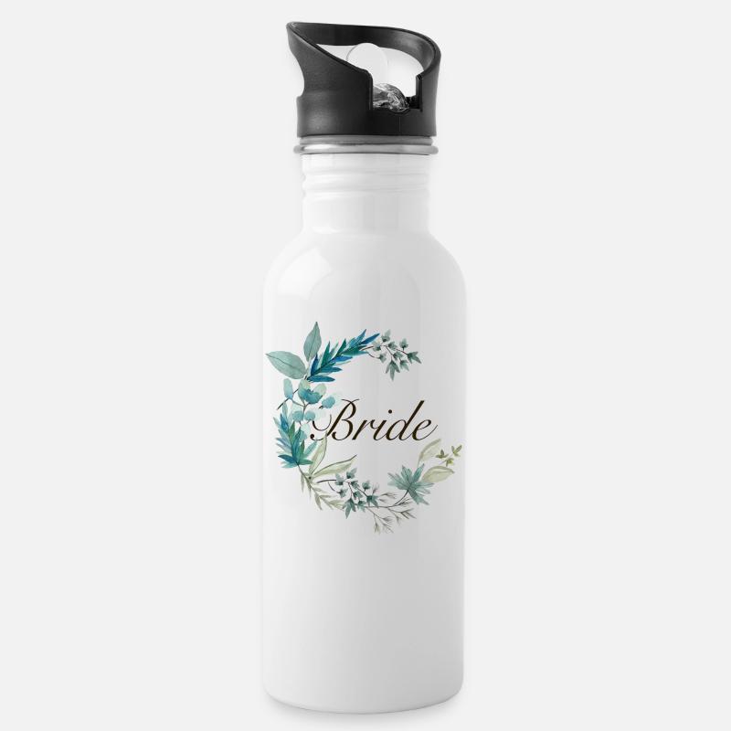 Bride / Braut JGA Junggesellinnenabschied Hochzeit - Trinkflasche mit integriertem Trinkhalm - Weiß