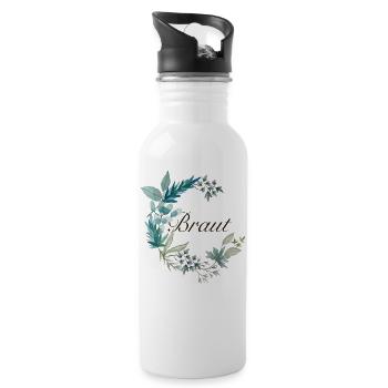 Braut - Hochzeit, JGA Jungesellinnenabschied - Trinkflasche mit integriertem Trinkhalm - Weiß - Rechts