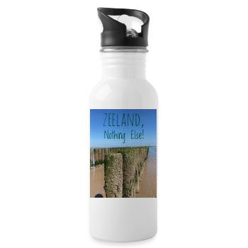 Zeeland Statements am Strand - Trinkflasche mit integriertem Trinkhalm - Weiß - Rechts