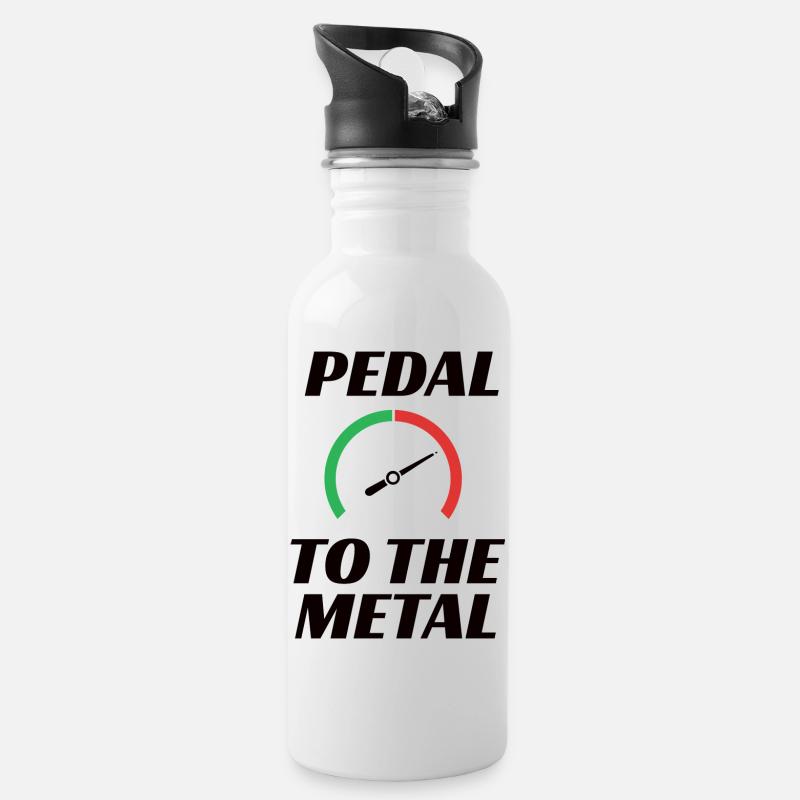 pedal metal - Trinkflasche mit integriertem Trinkhalm - Weiß