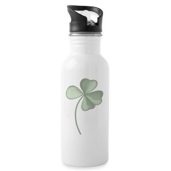 Four-leaf clover - Water bottle with straw - white - Right