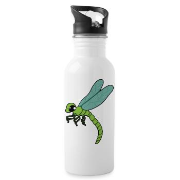 dragonfly - Water bottle with straw - white - Right