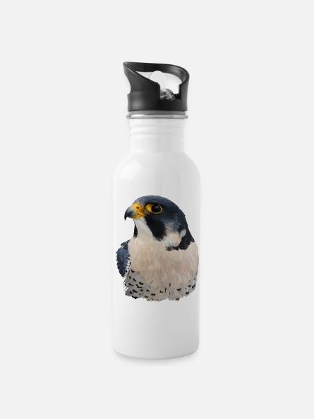 Peregrine falcon - Water bottle with straw - white