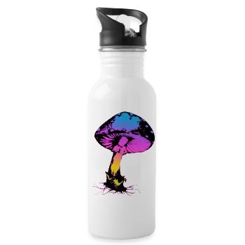 Psycho Pilz - Trinkflasche mit integriertem Trinkhalm - Weiß - Rechts