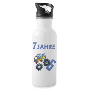Ich bin 7 Jahre - Trinkflasche mit integriertem Trinkhalm - Weiß - Rechts