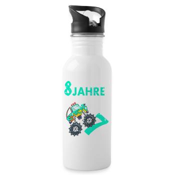 Ich bin 8 Jahre - Trinkflasche mit integriertem Trinkhalm - Weiß - Rechts