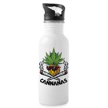 CANNANAS CANNABIS HANF KIFFEN KIFFER MARIHUANA - Trinkflasche mit integriertem Trinkhalm - Weiß - Rechts