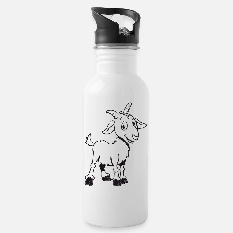 Goat complain smile - Water bottle with straw - white