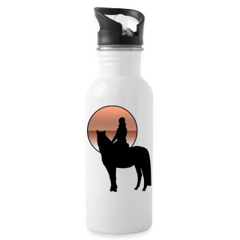 Cheval - Gourde avec paille intégrée - blanc - Droite