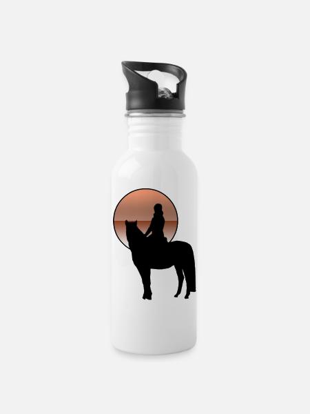 Cheval - Gourde avec paille intégrée - blanc