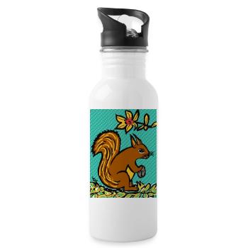 Squirrel I Animal I Holiday I Forest I EC - Water bottle with straw - white - Right
