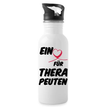 Herz für Therapeuten Geschenk - Trinkflasche mit integriertem Trinkhalm - Weiß - Rechts
