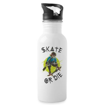 Skate or die Skeleton Skateboarder - Water bottle with straw - white - Right